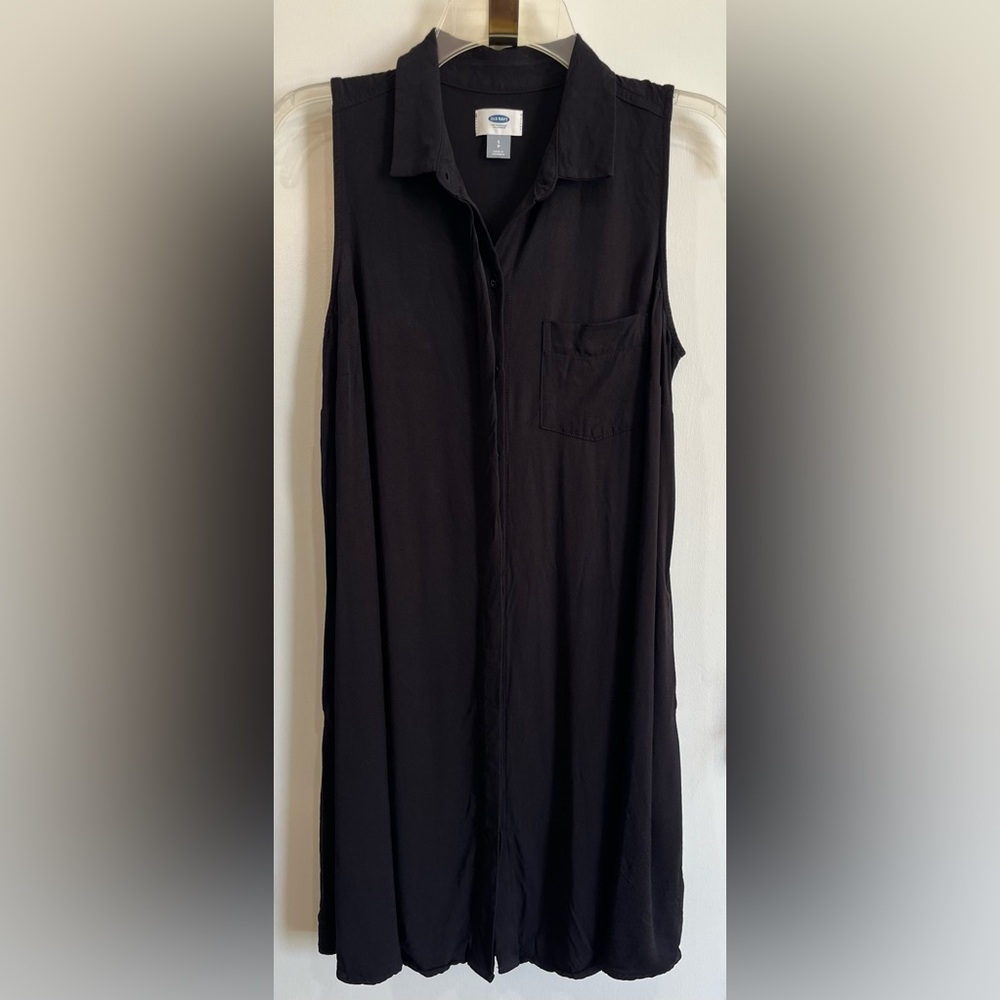 Old Navy Size Small Black Button Front Sleeveless Shirt Dress